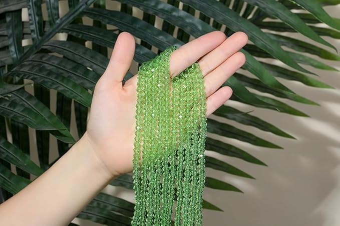 DUQGUHO Crystal Green Beads,500 Pcs Glass Beads for Jewelry Making Loose Beads Bulk Glass Beads for Bracelets Crafts Earring 6/8mm