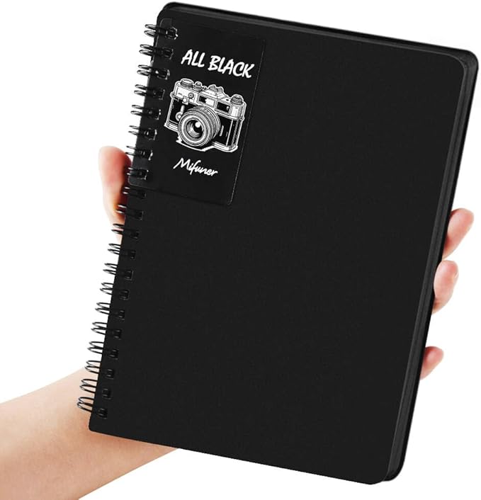 5" x 7" Black Paper Mixed Media Sketch Book,Spiral Bound Art Sketchbook,70 Sheet 110GSM Black Acid Free Paper,Art Journal Sketchbook for Drawing Writing Sketching Illustration