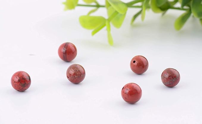 Natural Stone Beads 100pcs 10mm Round Red Jasper Genuine Real Stone Beading Loose Gemstone Hole Size 1mm DIY Charm Smooth Beads for Bracelet Necklace Earrings Jewelry Making (Red Jasper,10mm)