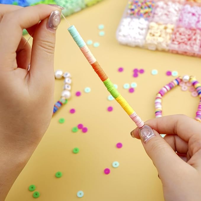 2000 Pcs-6800 Pcs Clay Beads for Bracelets Making 6mm Spacer Beads for Jewelry Making Earring Bracelets Necklace Earring Accessories DIY Handmade Craft (24 Color)