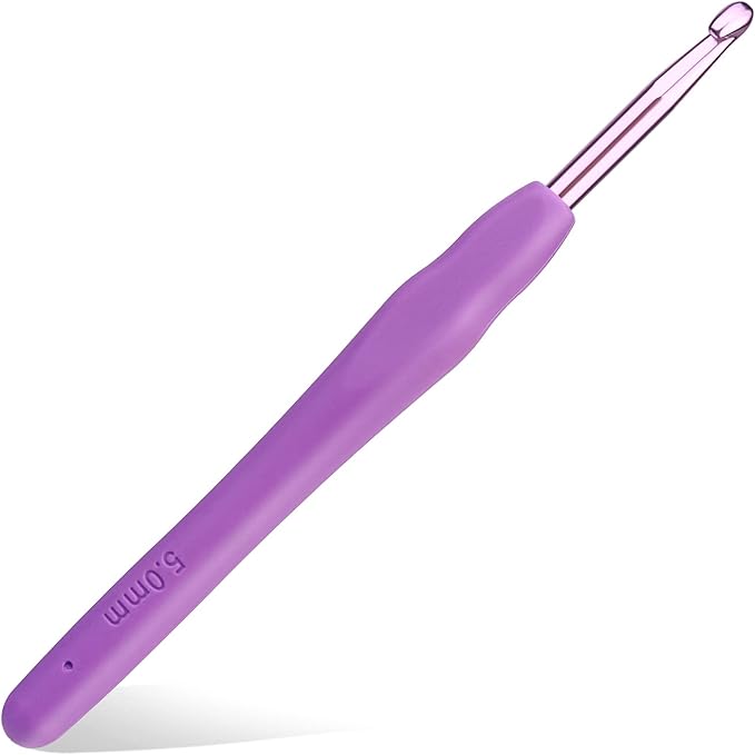 kgxulr 5 mm Crochet Hook, Aluminum Soft Grip Rubber Handle Needles Ergonomic Knitting Needles Crochet Needle for Beginners and Handmade DIY Knitting Crochet (5 mm)