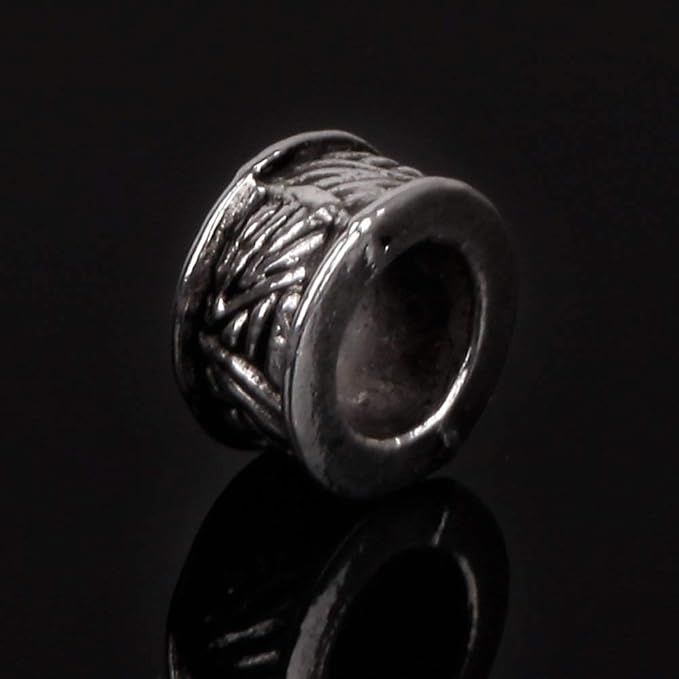 RUBYCA 50pcs Tibetan Silver Tone Spacer Beads Fit European Charms Bracelet Ring Edges Stripped
