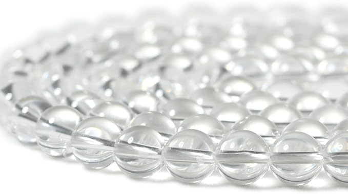 cheavian 45pcs 8mm natural clear white crystal quartz round loose beads crystal energy stone for jewelry making 1 strand 15"