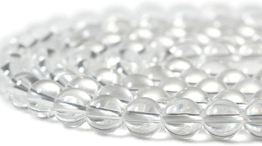 cheavian 45pcs 8mm natural clear white crystal quartz round loose beads crystal energy stone for jewelry making 1 strand 15"