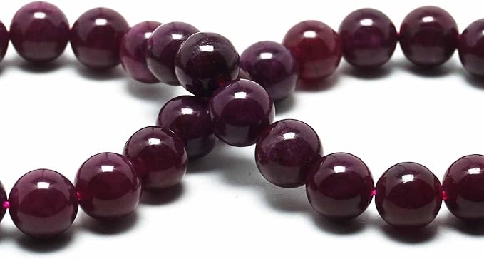 Jade Stone for Jewelry Making - 10mm Gemstone Round Craft Beads for Bracelets(35-38pcs, Garnet Jade)