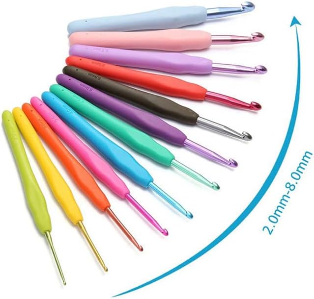 5.0mm and 5.5mm Crochet Hook，2pack Size Crochet Hook Aluminum Soft Grip Rubber Handle Needles,Ergonomic Handle Crochet Hooks Set, Crochet Needle for Beginners and Experienced Crochet Hooks Lovers