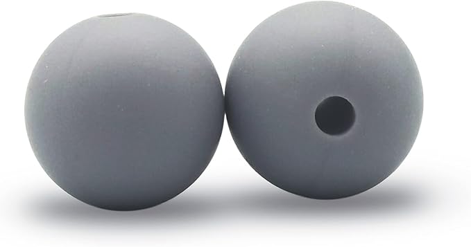 DIYOMR 100Pcs 15mm Dark Grey Round Silicone Beads for Jewelry Making