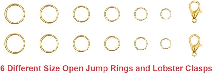 EuTengHao 1504Pcs Gold Open Jump Ring and Lobster Clasps Kit - Jewelry Making Repair Supplies with Pliers and Tweezers
