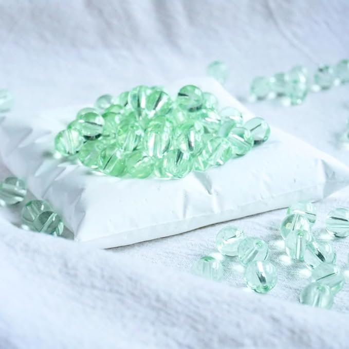 Jabrand 150pcs Beads Kit, 8mm Transparent Glass Beads Clear Round Crystal Beads for Bracelet Making Jewelry DIY Crafts Supplies (Green)