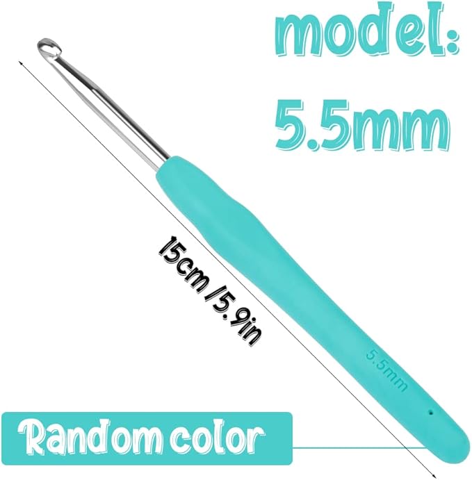 Crochet Hook, 5.5 mm Ergonomic Crochet Hook, Crochet Needles, Ergonomic Handle for Arthritic Hands, Knitting Needles with Soft Handle Beginners and Experienced Crochet Hobbyists (5.5 mm)