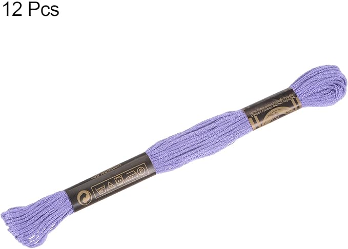 HARFINGTON 12 Skeins Embroidery Floss 8m Each Egyptian Long Fiber Cotton Cross Stitch Thread 26S/2x6 for Embroidery Projects Bracelet, Lavender