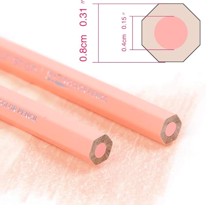qianshan 2Pcs Flesh Light Color Watercolor Pencils Skin Tone Lead Core Pencil for Portrait Comic Adult Coloring Books Artist Coloring Drawing Sketching Blending