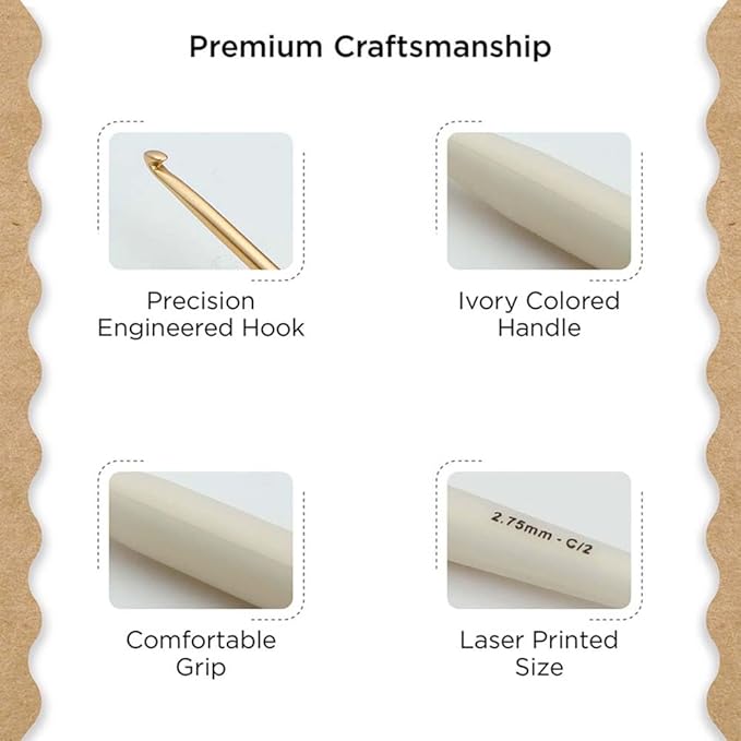 Knitter’s Pride Pearl Aluminum Crochet Hook – US Size C (2.75mm)