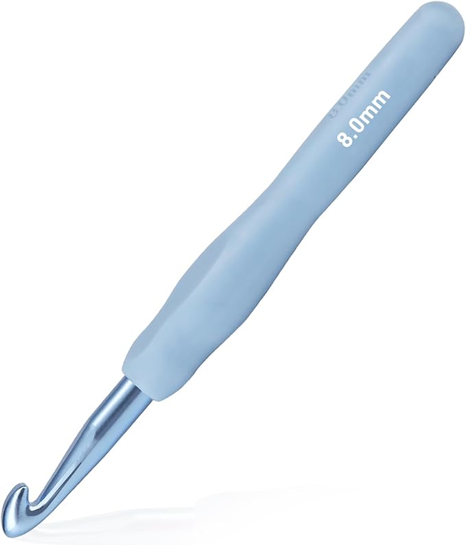 8mm Crochet Hook, Supers Smooth 8 mm Ergonomic Crochet Hooks for Beginner, Comfort for Arthritic, 1 Pack