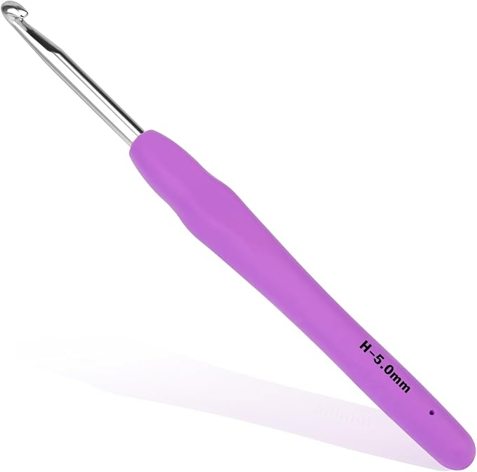 SHWAKK Crochet Hook, 5.0 mm Ergonomic Crochet Hook, Crochet Needles for Arthritic Hands, Knitting Needles with Soft Handle Beginners and Experienced Hobbyists (5.0 mm)