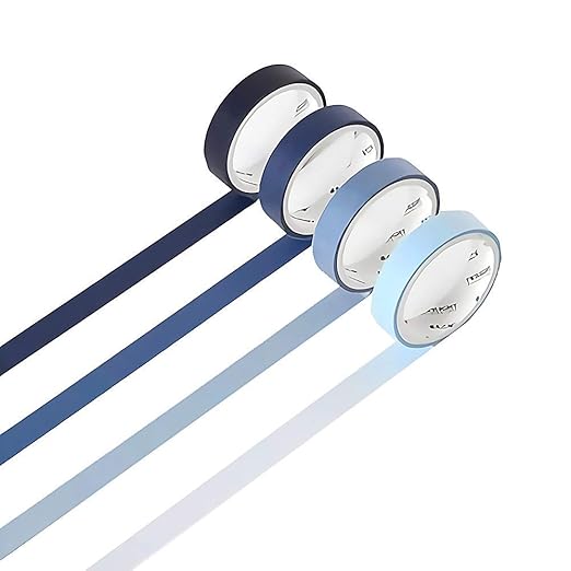 YUBBAEX Natural Color Washi Tape Set 4 Rolls Morandi Decorative Tape for DIY Crafts, Journals, Planners, Scrapbooking, Wrapping (6-Blue)