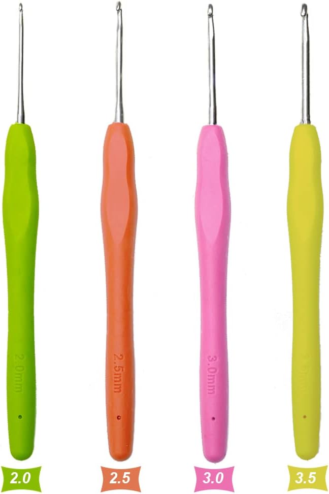 Crochet Hooks 2.0mm 2.5mm 3.0mm 3.5mm Rochet Needles Crochet Hook Set for Beginners Advanced Knitting Weaving Tools Needle Hooks for DIY Knitting Sweaters Socks Gloves Hats Scarf