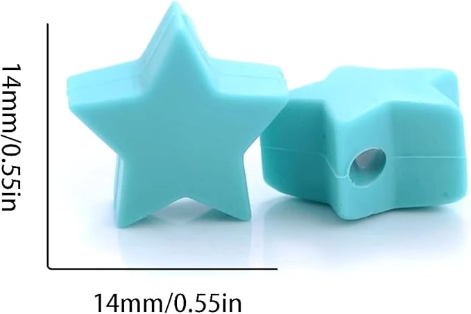 40PCS Five-Pointed Star Silicone Beads Mix Color Silicone Beads Bulk Spacer Beads Colorful Shaped Beads for DIY Craft Garland Keychain Lanyard Necklace Bracelet Jewelry Making Accessories