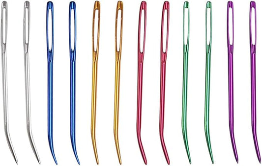 12 Pcs Large Big Eye Weaving Needles, Tapestry Needles Bent Kit, Colorful Bent Tip Tapestry Needle, Yarn Needle