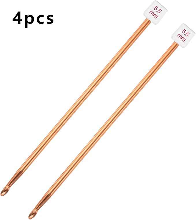 HEALEAYAR 5.5mm Tunisian Crochet Hooks Bulk, 27cm Extra Long Crochet Needles Aluminum Afghan Knitting Needles Tools for Beginners and Skills Class, Pack of 4