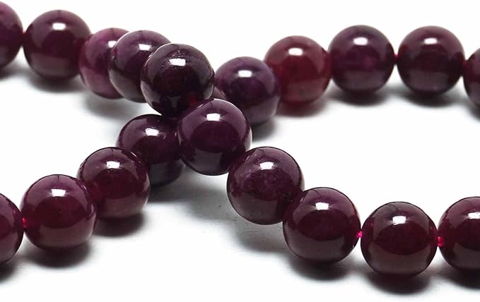 Jade Stone for Jewelry Making - 6mm Gemstone Round Craft Beads for Bracelets(58-62pcs, Garnet Jade)