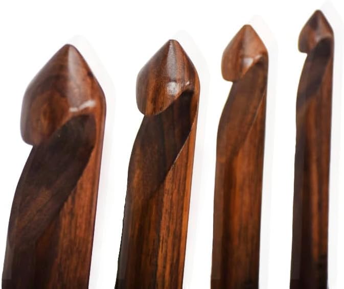 Wooden Crochet Hook | Knitting Needle with Ergonomic Soft Grip Handles | Handcrafted Crochet Hook Set | Indian Rosewood Crochet Hook with Engraved Size (15 mm)