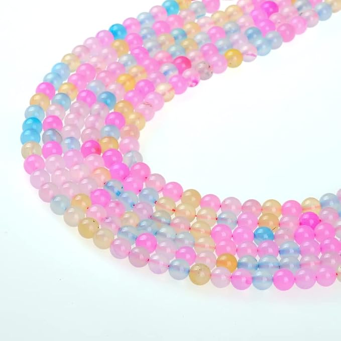 4mm Natural Morgan Agate Gemstone Round Loose Beads Crystal Stone Bracelet Necklace Accessories Crafts for Jewelry Making DIY,1 Strand 15"
