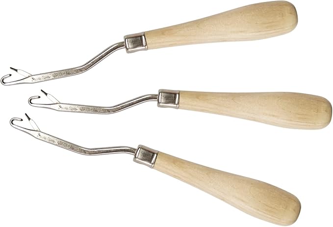 HSYMQ Latch Hook Tools, 3Pack Wooden Bent Latch Hooks