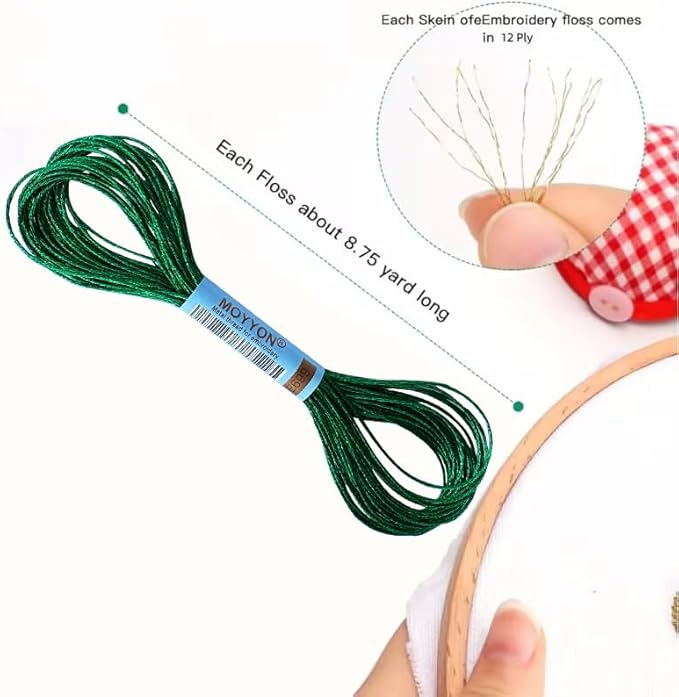 3 Skeins Embroidery Thread, Metallic Embroidery Floss Set, Polyester Cross-Stitch Threads for Hand Embroidery, String Art(E699)