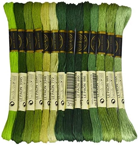 Bright Chartreuse Gradient Color Embroidery Floss - Cross Stitch Threads - Friendship Bracelets Floss - Crafts Floss - 14 Skeins Per Pack Embroidery Floss