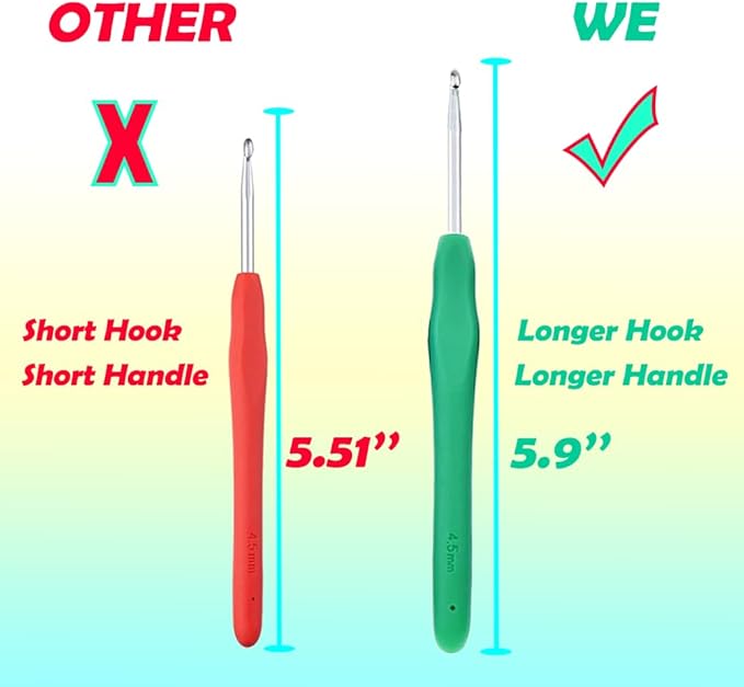 yarniss ergonomic crochet hooks set, 9 sizes crochet hooks with case 2.0mm~6.0mm