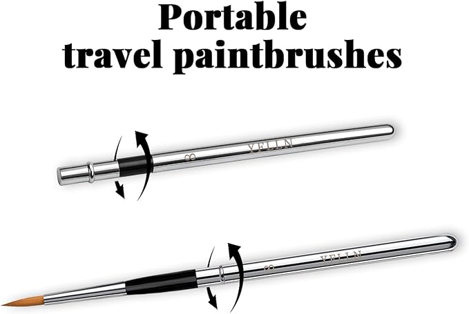 Travel Watercolor Brushes, Travel Kit with Leather Pouch Perfect for Watercolor Acrylics Gouache Ink Painting