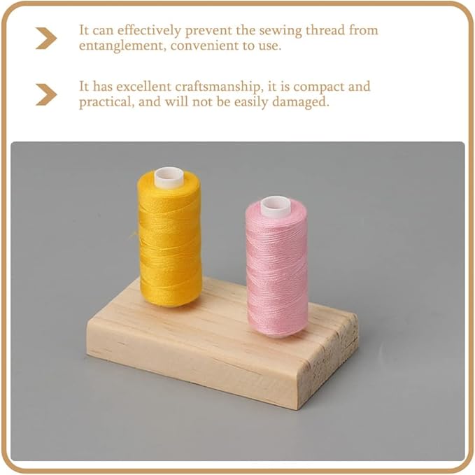 2 Pcs Wooden Thread Holder Embroidery Thread Rack Sewing Wire 2 Spool Stand for Embroidery Quilting