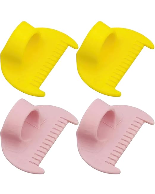 4 PCS Sewing Tool Set - Edge Stitch Lock and Sewing Gauge, Blanket Stitch Guide Tool for Hand Sewing, Quilting, Hemming & Crafts - Yellow & Pink with 3 mm & 4 mm