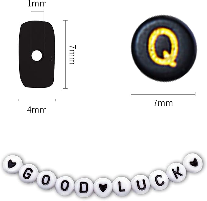 1400pcs letter beads, 4x7 mm acrylic alphabet beads, beads for jewelry and bracelet making, in 28 grid box (black and gold)