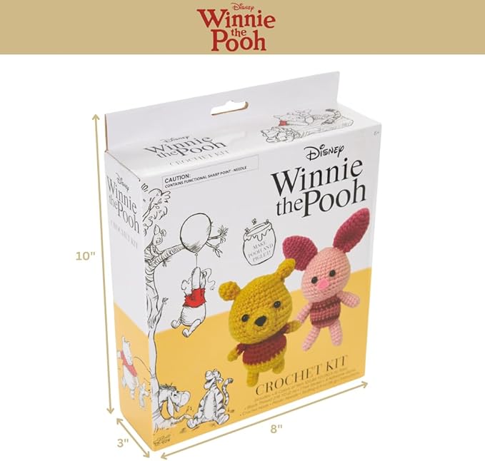 Innovative Designs Disney Winnie The Pooh Crochet Kit for Beginners, DIY Crochet Kits for Adults, Teens, Kids, Instruction Manual – Pooh and Piglet