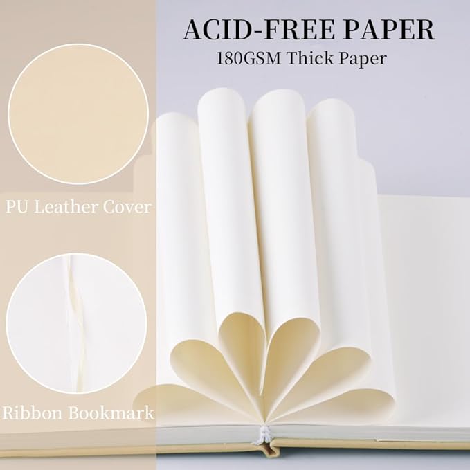 Hardcover 96Pages Blank Sketch Book for Drawing, Small 5.7x4.1 Pocket Journal Notebook for Travel, 180gsm Thick Paper Diary Notebooks for Work, PU Cover Memo for Writing. Beige