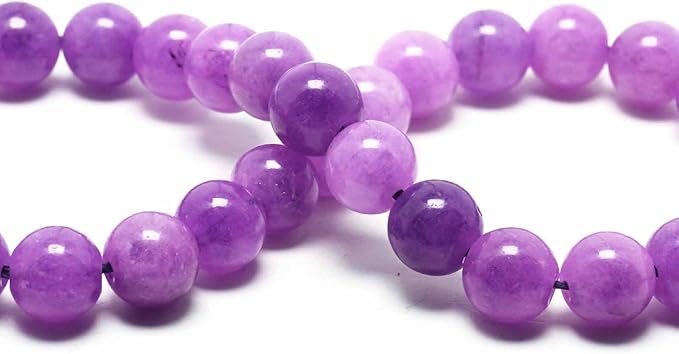 Jade Stone for Jewelry Making - 10mm Gemstone Round Craft Beads for Bracelets(35-38pcs, Lilac Jade)