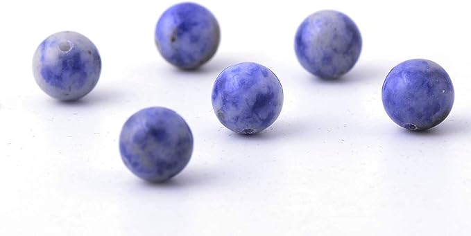 Natural Stone Beads 100pcs 10mm Blue White Sodalite Round Genuine Stone Beading Loose Gemstone Hole 1mm DIY Charm Smooth Beads for Bracelet Necklace Earrings Jewelry Making (Blue White Sodalite, 10mm)