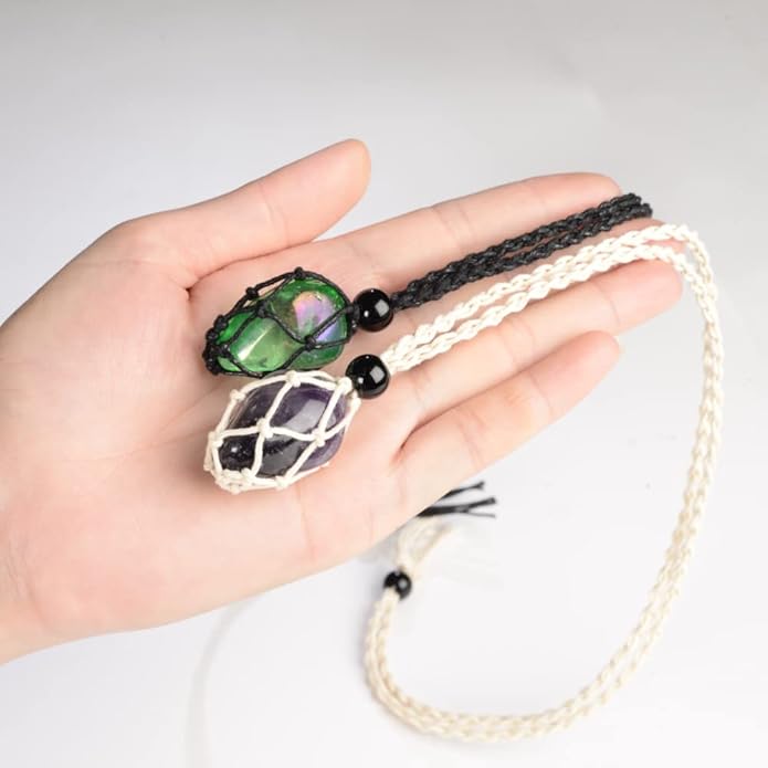 24pcs Adjustable Empty Necklace Holder Crystal Stone Necklace Pendant Necklace Cord Hand Woven Necklace Ropes for Jewelry Making