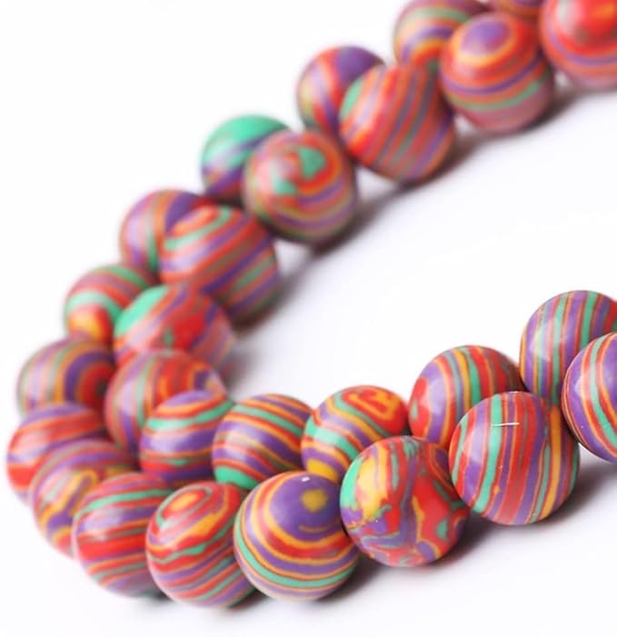 Painted Peacock Turquoise Stone Beads for Jewelry Making DIY Bracelet Necklace Gemstone Round Crystal 1 Strand 15.5inch 45PCS 8MM
