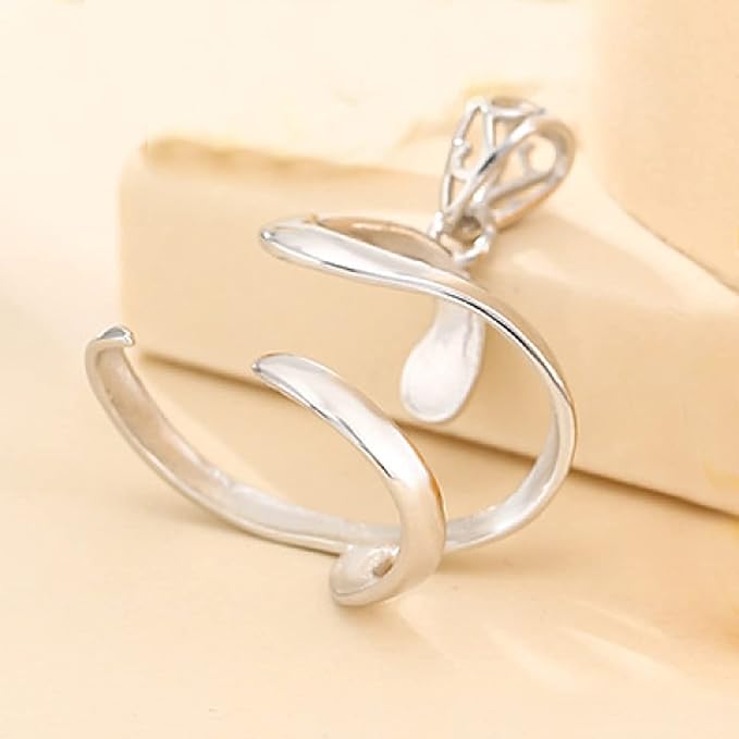 925 Sterling Silver Pendant Blank for Irregular Shape Gemstones 22X28mm Pendant Setting Base for DIY Jewelry Making
