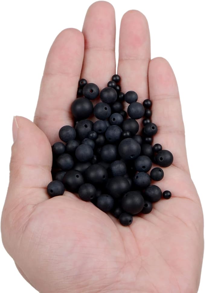 210pcs natural crystal beads stone gemstone round energy healing loose beads with stretch cord for jewelry making bracelets anklets (4mm 210pcs, matte black onyx)