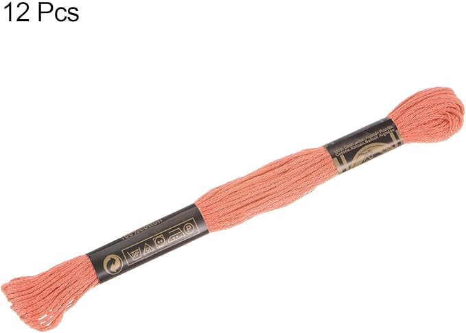 HARFINGTON 12 Skeins Embroidery Floss 8m Each Egyptian Long Fiber Cotton Cross Stitch Thread 26S/2x6 for Embroidery Projects Bracelet, Apricot