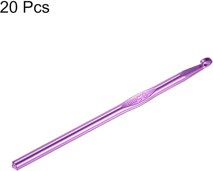uxcell 20Pcs Aluminum Crochet Hook 6.5mm US Size K (Size 10.5) Knitting Needles for DIY Craft Yarn Purple