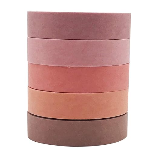 EnYan Solid Color Washi Tapes Set, 5 Rolls Basic Collection Decoration 10mm Wide Japanese Masking Decorative Tapes for Bullet Journal Planners DIY Crafts Arts Scrapbooking Adhesive