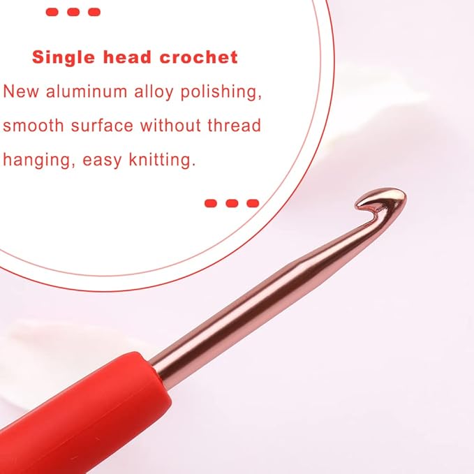 kgxulr 4.5 mm Crochet Hook, Aluminum Soft Grip Rubber Handle Needles Ergonomic Knitting Needles for Beginners and Handmade DIY