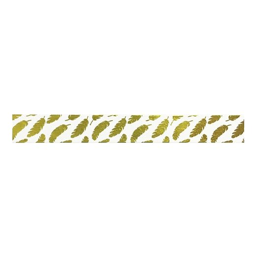 Wrapables Colorful Washi Masking Tape, Metallic Gold Feathers