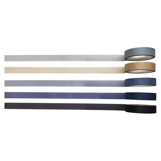 EnYan Solid Color Washi Tapes Set, 5 Rolls Basic Collection Decoration 10mm Wide Japanese Masking Decorative Tapes for Bullet Journal Planners DIY Crafts Arts Scrapbooking Adhesive