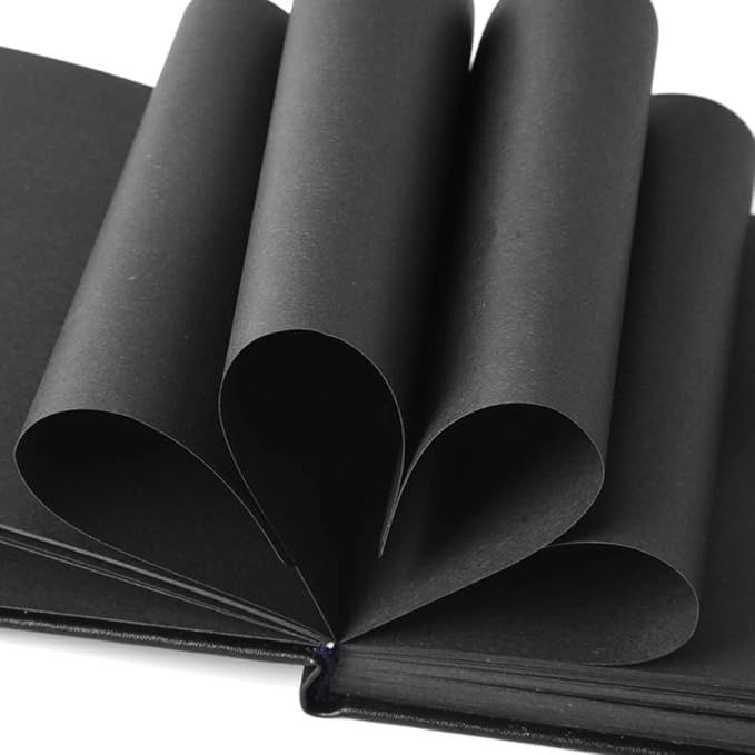 Mifuner Small 5x5 Black Notebooks 110gsm 82 Sheets/164 Pages mini blank sketchbooks Travel Journal Pocket Hardcover Paint Writing Notebook Blank Diary Memo Planner Sketchbook Black Paper